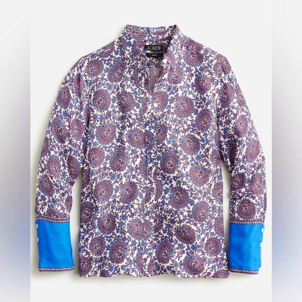 J.Crew Classic-fit drapey cupro-blend shirt in floral crown BQ751